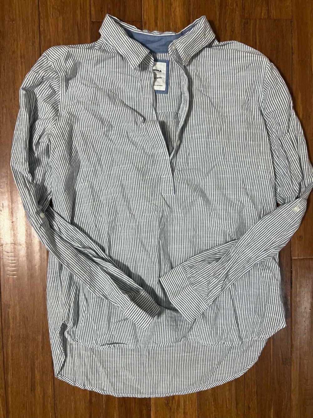 Sonoma Blue and White Striped Women's Button-Front Blouse